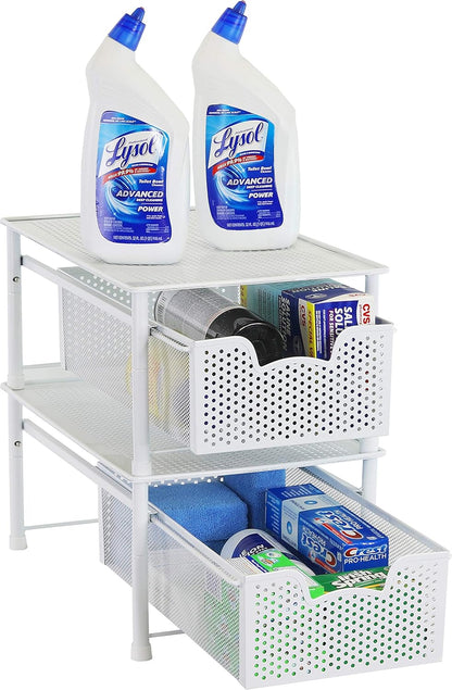 Simple Houseware Stackable 3 Tier Sliding Basket Organizer Drawer, Silver