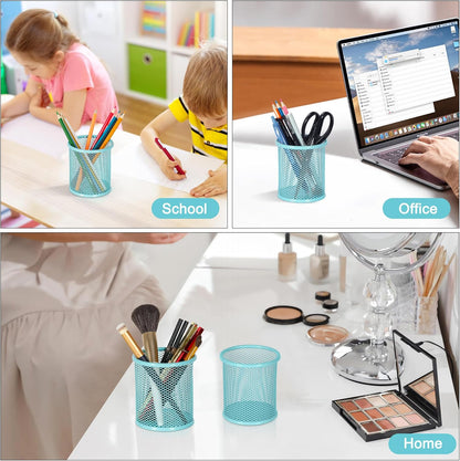 EasyPAG Pencil Holder for Desk, 2 Pack Metal Pen Organizer, Mesh Pencil Cup Organizer for Home, Office, Classroom, School, Black
