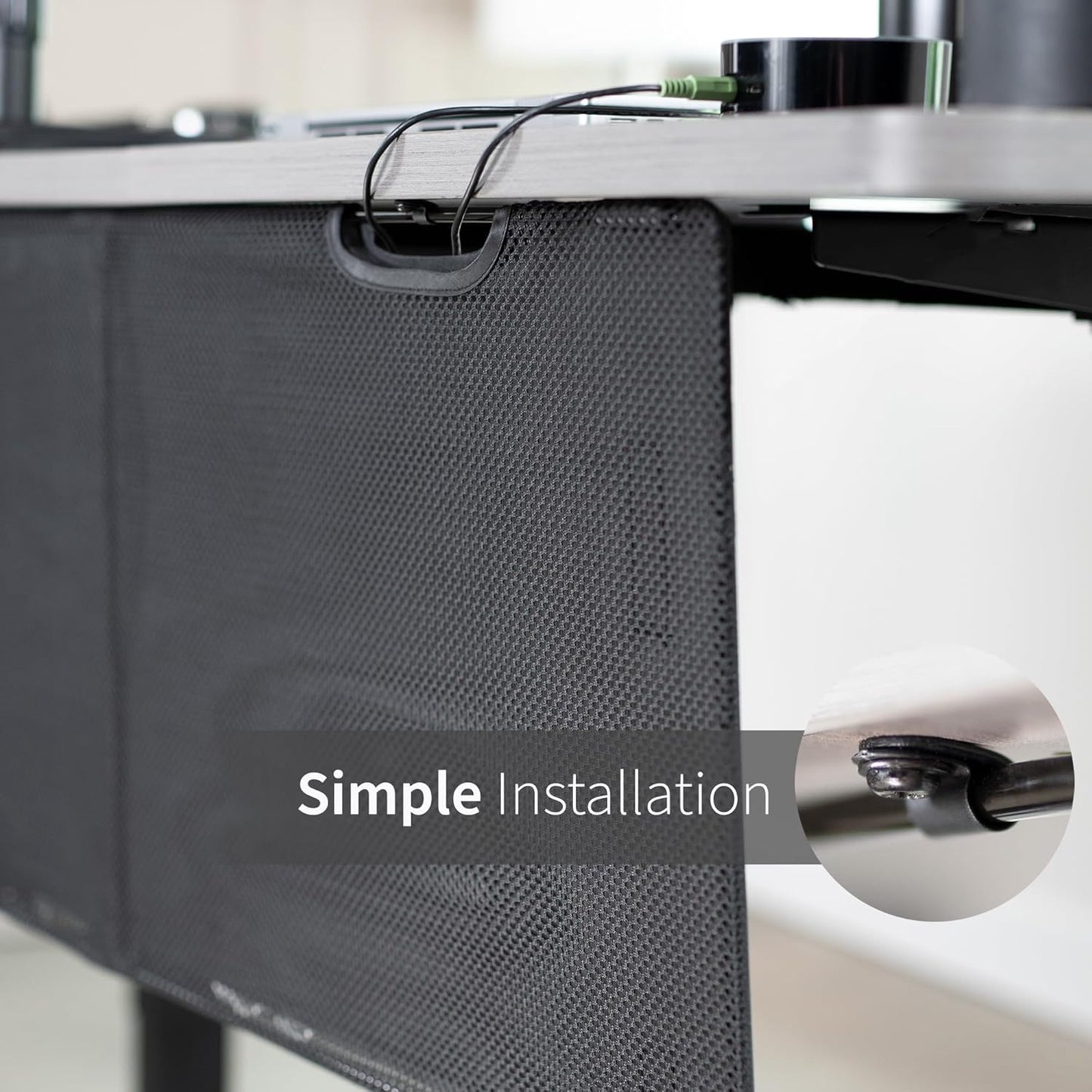 VIVO 60 inch Under Desk Privacy and Cable Management Organizer Sleeve, Wire Hider Kit Panel System, Black, DESK-SKIRT-60