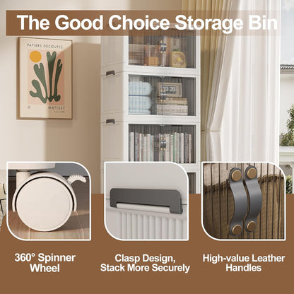 SAILUN 145Gal/580Qt Collapsible & Stackable Storage Bins with Door & a Lid,Perfect for Blanket Storage, Pillow Organizer, Bedroom Closet & Living Room, Black 26" W x 17" D x 71" H