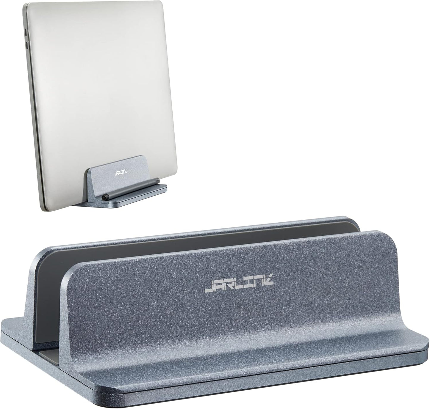 JARLINK Vertical Laptop Stand, Aluminum Laptop Holder Desktop Stand with Adjustable Dock Size (up to 17.3 inches) Compatible with All MacBook/Surface/Dell/Gaming Laptops (Silver)