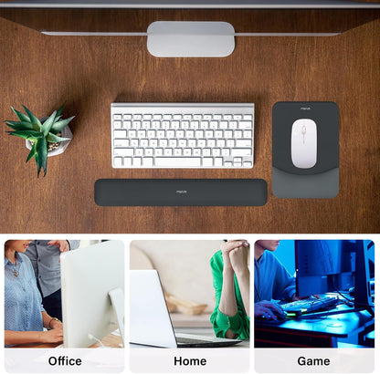 MOSISO Wrist Rest Support for Mouse Pad&Keyboard Set, Rectangular Ergonomic Mousepad Non-Slip Base Home/Office Pain Relief&Easy Typing Pad with Neoprene Cloth&Raised Silicone Lining, Green