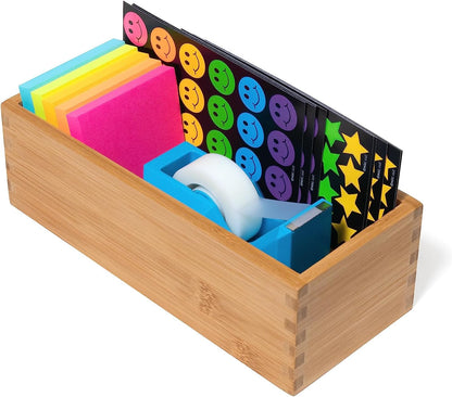 Lipper International Bamboo Wood Utensil Holder Storage Box for Cooking Tools, Makeup, or Office Supplies, 4" x 9 1/4" x 3"