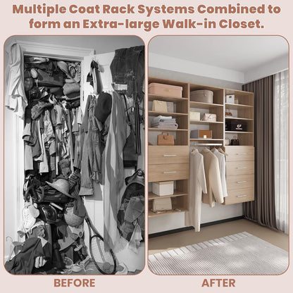 4-Drawer Stackable Storage Organizer Unit for Closet, Modular Wood Closet Storage Bins with Drawers, Closet She-lf Organizer Basket for Hanging Clothes, Wood, 25.5"W