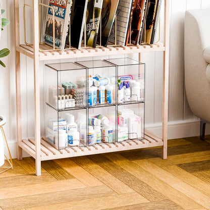 Yieach 4 Pack Clear Stackable Storage Drawers,4.4'' Tall Acrylic Drawer Containers for Organizing,Bathroom Organizers and Storage Bin Box,Plastic Makeup,Medicine Organizer Bins for Cabinet,Undersink
