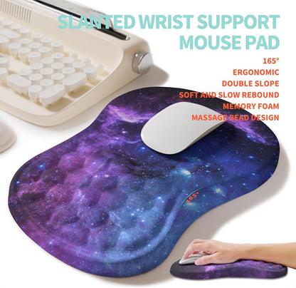 2-in-1 Ergonomic Set, Wave Rise Keyboard Wrist Rest and Massage Bulge Slope Mouse Pad Wrist Support, Cushion Memory Foam Integrated to Relieve Wrist Pain, Black