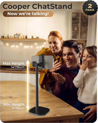 COOPER ChatStand, Adjustable Cell Phone Stand for Desk, Phone Stand for Recording, iPhone Holder for Filming, Small iPhone Tripod, Soporte para Celular, Fits Samsung, Android, (Night Black)