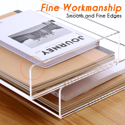 HeZone Paper Organizer Letter Tray, Clear Acrylic Paper Tray, School Teacher Office Supplies Organization, Stackable Desk File Organizer, Classroom Decor and Accessories-2 Pack…