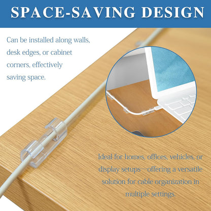Clear Adhesive Cable Clips – Strong Nylon Wire Holders for Desk, Wall, Car, and Light Cord Management (60-Pack, Indoor/Outdoor Use)