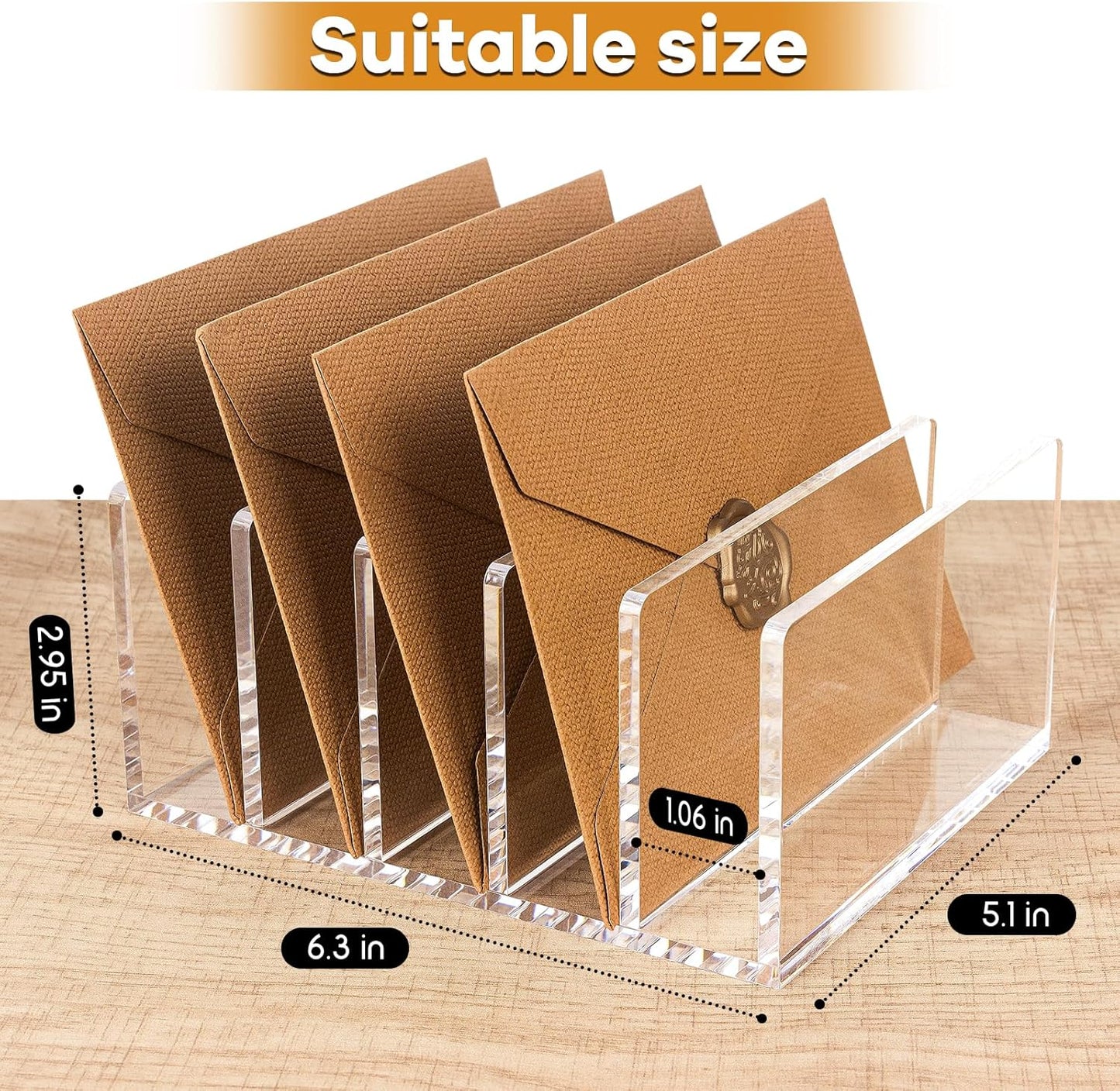 Acrylic Mail Organizer File Sorters for Desk,3-Section Laddered Desktop Vertical Letter Holder,Desk Organizer Workspace Organizer