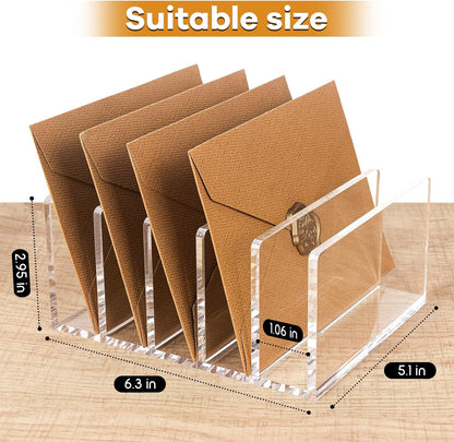 Acrylic Mail Organizer File Sorters for Desk,3-Section Laddered Desktop Vertical Letter Holder,Desk Organizer Workspace Organizer