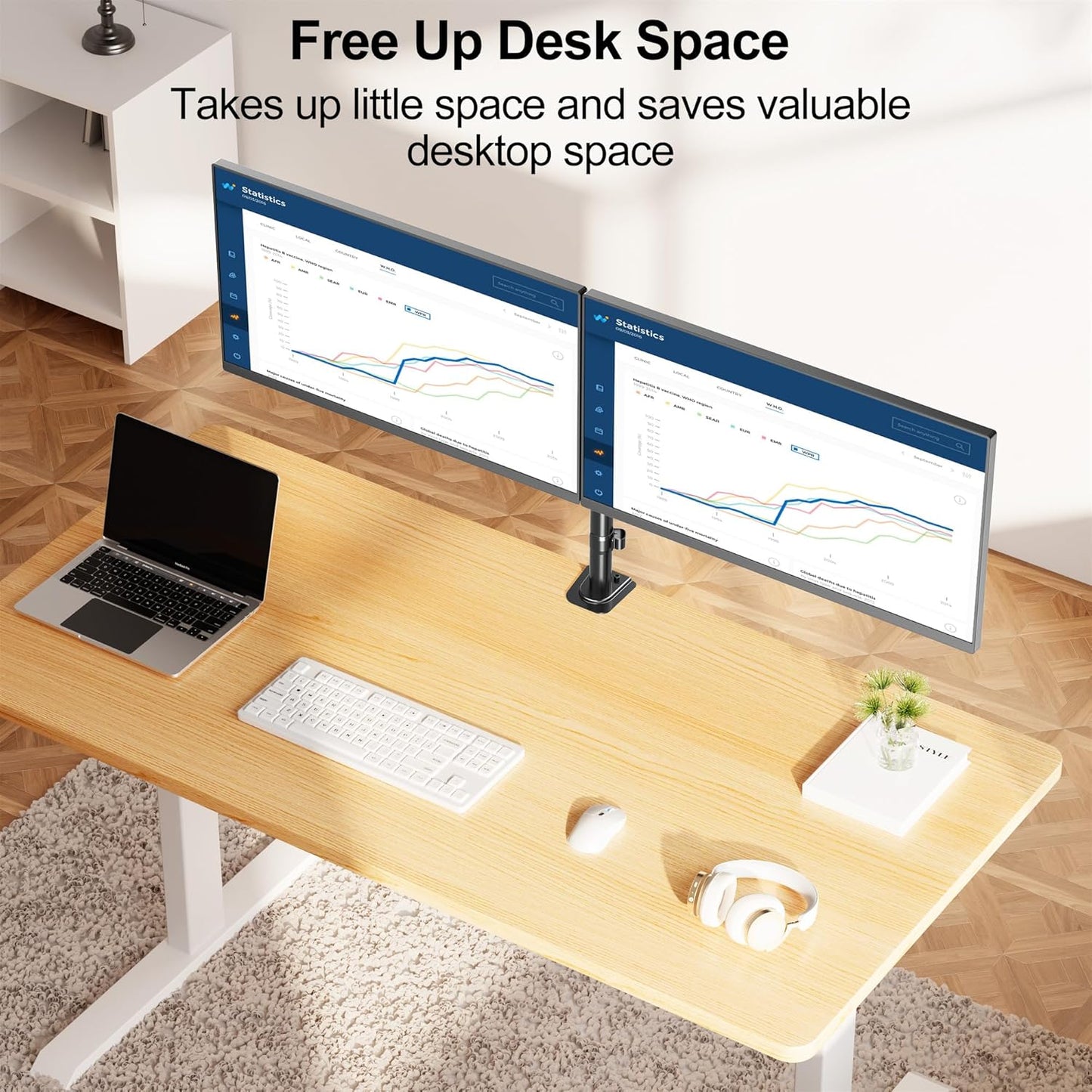 MOUNT PRO Single Monitor Stands Fits 13-32 inch/17.6 lbs Screen, Free-Standing Computer Monitor Mount for Desk, Display Standing with Adjustable Height/Tilt/Swivel/Rotation, VESA 75x75 100x100