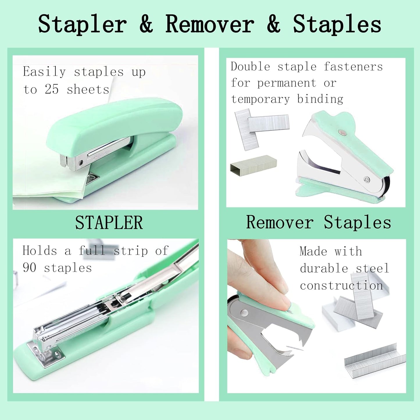 Gold Desk Accessories, Office Desk Organizers and Accessories 360°Pen Holder Acrylic Stapler Set, Phone Holder, Ballpoint Pen, Scissor, Binder Clips, Ruler, Transparent Glue, Sticky Note and Staples.