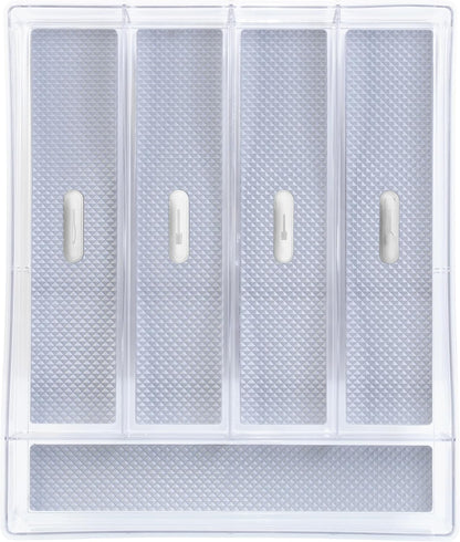 Glad Drawer Organizer Bin, 15x9 - Divided Clear Plastic Storage Tray for Junk Drawers, Kitchen Utensils, Bathroom Vanity, and Organizing Pantry - BPA Free, Food Safe, Non Slip