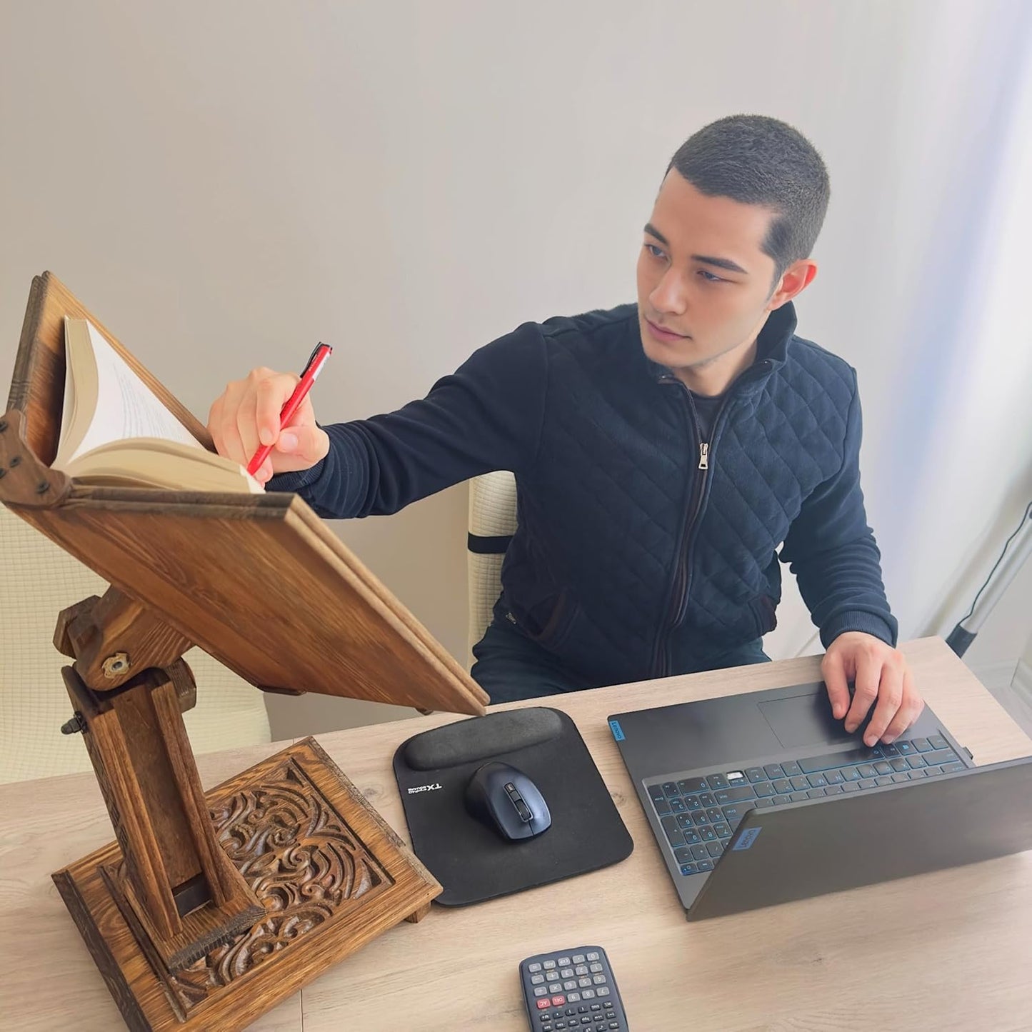 Adjustable Wooden Book Stand | Quran, Bible Holder Lectern | Cookbook Stand, Desktop Bookstand