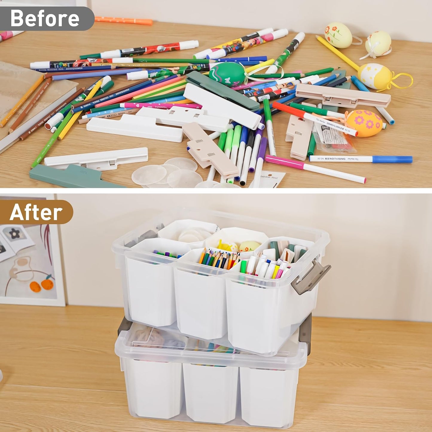 Citylife 17 QT Plastic Storage Bins Clear Storage Box with Lids Multipurpose Stackable Storage Containers for Organizing Tool, Craft, Crayon