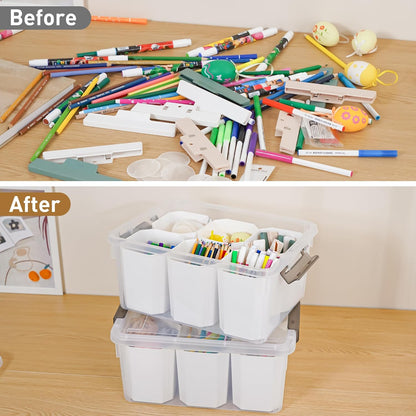 Citylife 17 QT Plastic Storage Bins Clear Storage Box with Lids Multipurpose Stackable Storage Containers for Organizing Tool, Craft, Crayon