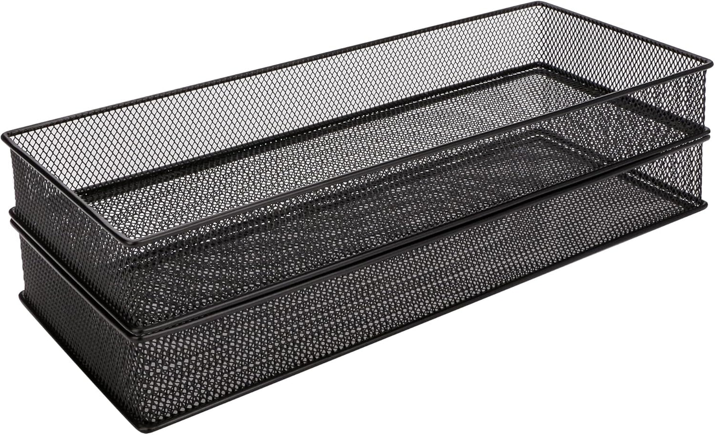 Annova Stackable Mesh Drawer Cabinet and Shelf Organizer Bins Storage Basket School Office Supply Holder Tray- Set of 2 (Gold, 3x3x2 Inch)
