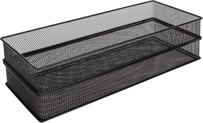 Annova Stackable Mesh Drawer Cabinet and Shelf Organizer Bins Storage Basket School Office Supply Holder Tray- Set of 2 (Gold, 3x3x2 Inch)
