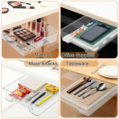 Upgraded Super Capacity 11.85 "x 8.9" Under Desk Drawer Hidden Strorage Drawer Self-Adhesive Slide Out with Smooth Gliding Motion - Attachable & Space-Saving Under Desk Organizer with Screw Kit, Black