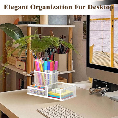 SUPEASY Pen Holder Desk Organizer, Office Supplies Pencil Holder with 3 Compartments, Desk Accessories and Workspace Organizers for Home School Classroom, Black