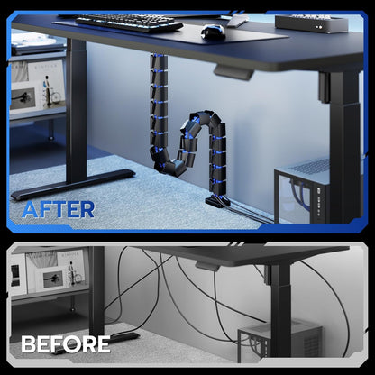 ARES WING Under Desk Cable Management Spine, Magnetic Vertebrae Cable Management for Standing Desk, Length Adjustable Cord Organizer with 20 Modular Vertebrae for Office and Gaming Desks, Red