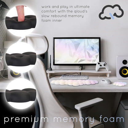 Cloud Keyboard Wrist Rest – Create-ables Qloud Cloud Wrist Rest for Computer Keyboard and Mouse, Ergonomic Memory Foam Wrist Pad with Non-Slip Base, Includes Cloud Mouse Pad – White