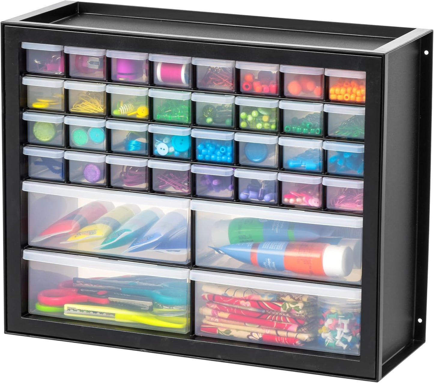 IRIS USA Small Parts Storage Cabinet, Made in USA, 64-Drawer Organizer Chest for Hardware, Screws, Nuts & Bolts, Charms, Beads, Craft Supplies, Scrapbook & Hobby Storage, Teacher Toolbox – White