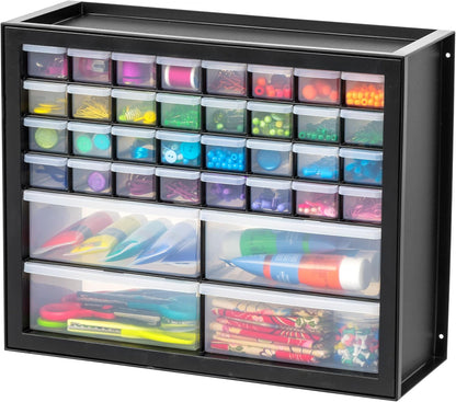 IRIS USA Small Parts Storage Cabinet, Made in USA, 64-Drawer Organizer Chest for Hardware, Screws, Nuts & Bolts, Charms, Beads, Craft Supplies, Scrapbook & Hobby Storage, Teacher Toolbox – White