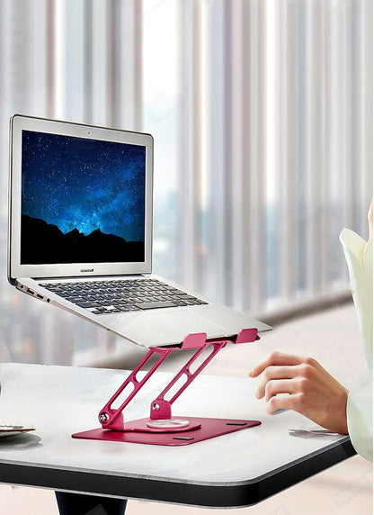 Uncaged Ergonomics Swivel Laptop Stand for Desk, Adjustable Computer iPad Stand for Desk w/ 360 Rotation, Portable Laptop Holder for Home Office Ergonomic Supplies (Black)