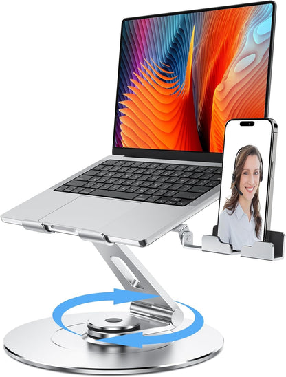 LOXP Adjustable Laptop Stand for Desk, Metal Foldable Laptop Riser, Ventilated Cooling Lectern, Ergonominc Computer Notebook Stand for Desk Compatible with 10-15.6“ Laptops