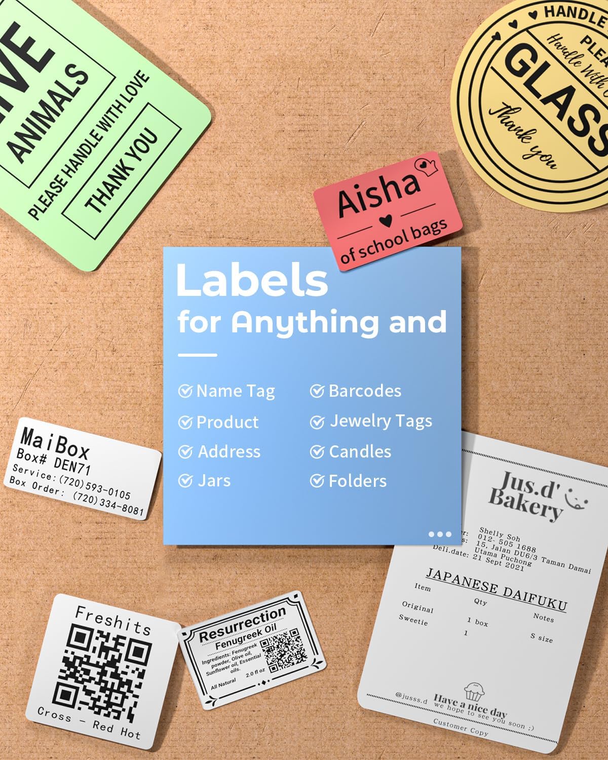 Phomemo Label Maker,M220 Label Printer,3 Inch Bluetooth Thermal Label Maker Machine with 6000+ Icons,700+ Templates,400+ Fonts,for Kids School Items,Small Business,Large Sticker