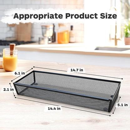 Smgmg Silverware Drawer Organizer, Silverware Organizer for Drawer, 6 Pack Utensil Organizer for Kitchen Drawers, Kitchen Drawer Organizer for Large Utensils with Interlocking Arm (9.6 * 3 * 2 inch)