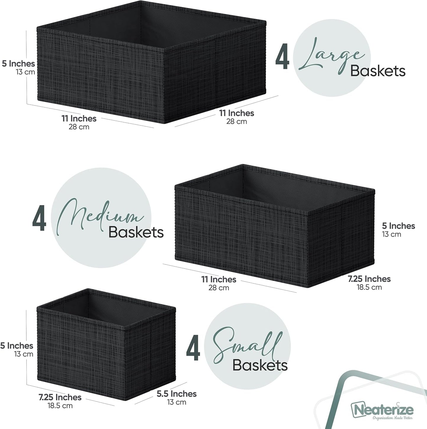 Drawer Organizer Clothes Set of 12 Grey - Dresser Organizer For Nursery, Bedroom, Closet - The Perfect Baby Clothes Organizer and Storage & General Nursery Organization or Dresser Drawer Organizers