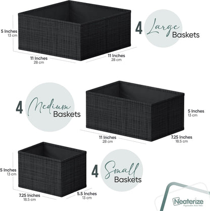 Drawer Organizer Clothes Set of 12 Grey - Dresser Organizer For Nursery, Bedroom, Closet - The Perfect Baby Clothes Organizer and Storage & General Nursery Organization or Dresser Drawer Organizers