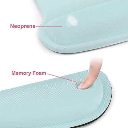 MOSISO Wrist Rest Support for Mouse Pad & Keyboard Set, Ergonomic Mousepad Non-Slip Base Home/Office Pain Relief & Easy Typing Cushion with Neoprene Cloth & Raised Memory Foam, Apricot