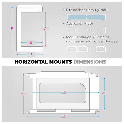 Screwless 1.5" Wide Horizontal Cable Box Mount, Modem, Router, Mesh, Streaming Media Devices & More | Mount Horizontally Any Device upto 1.5" Wide & 4lb, Strong VHB Adhesive, No Tools by Brainwavz