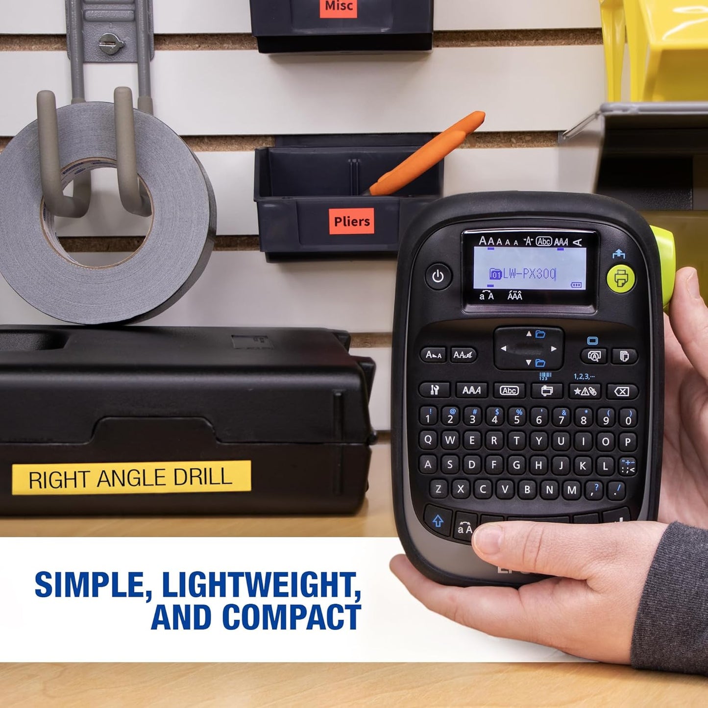 LABELWORKS Epson LW-PX300 Industrial Label Maker for Office – Compatible with Stickers, Magnets, and Shrink Tube, Portable Handheld Design, Label Maker and Tape Only
