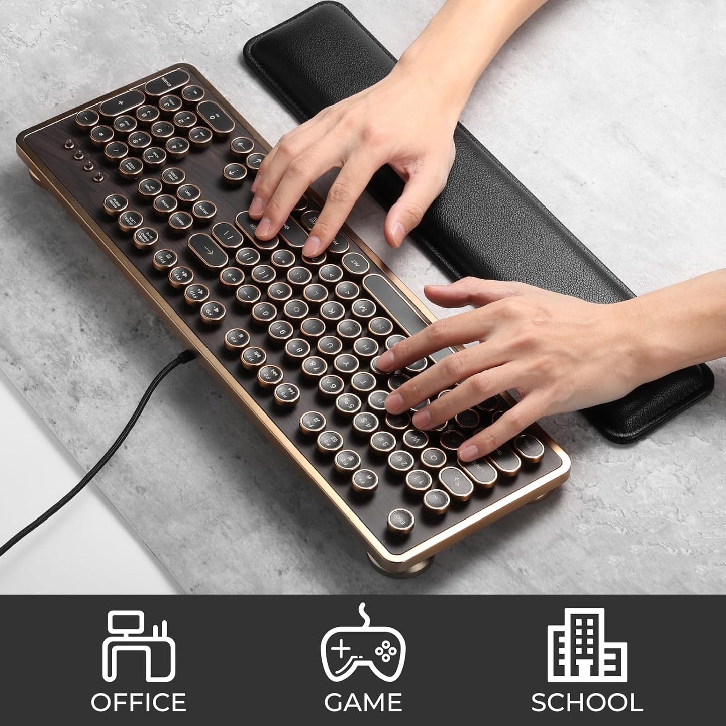 GLENCREAG Ergonomic Keyboard Wrist Rest - PU Leather Cushioned Support for Typing & Gaming, Comfortable Contoured Design for Wrist Pain Relief (Black)