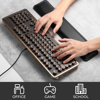 GLENCREAG Ergonomic Keyboard Wrist Rest - PU Leather Cushioned Support for Typing & Gaming, Comfortable Contoured Design for Wrist Pain Relief (Black)