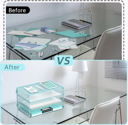 DALTACK 3 Tier Letter Tray Paper Organizer for Desk, Mesh Metal Desk File Organizer with Sliding Trays for Letter/A4 Paper, Mail, Bills & Folders, Black