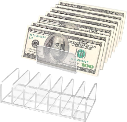 2 Packs Acrylic Mail Organizer Plastic Desk Cash Tray,7 Section Divided Vanity Organize Holder Vertical Letter Sorter for Desktop, Bill, Document, Notebook