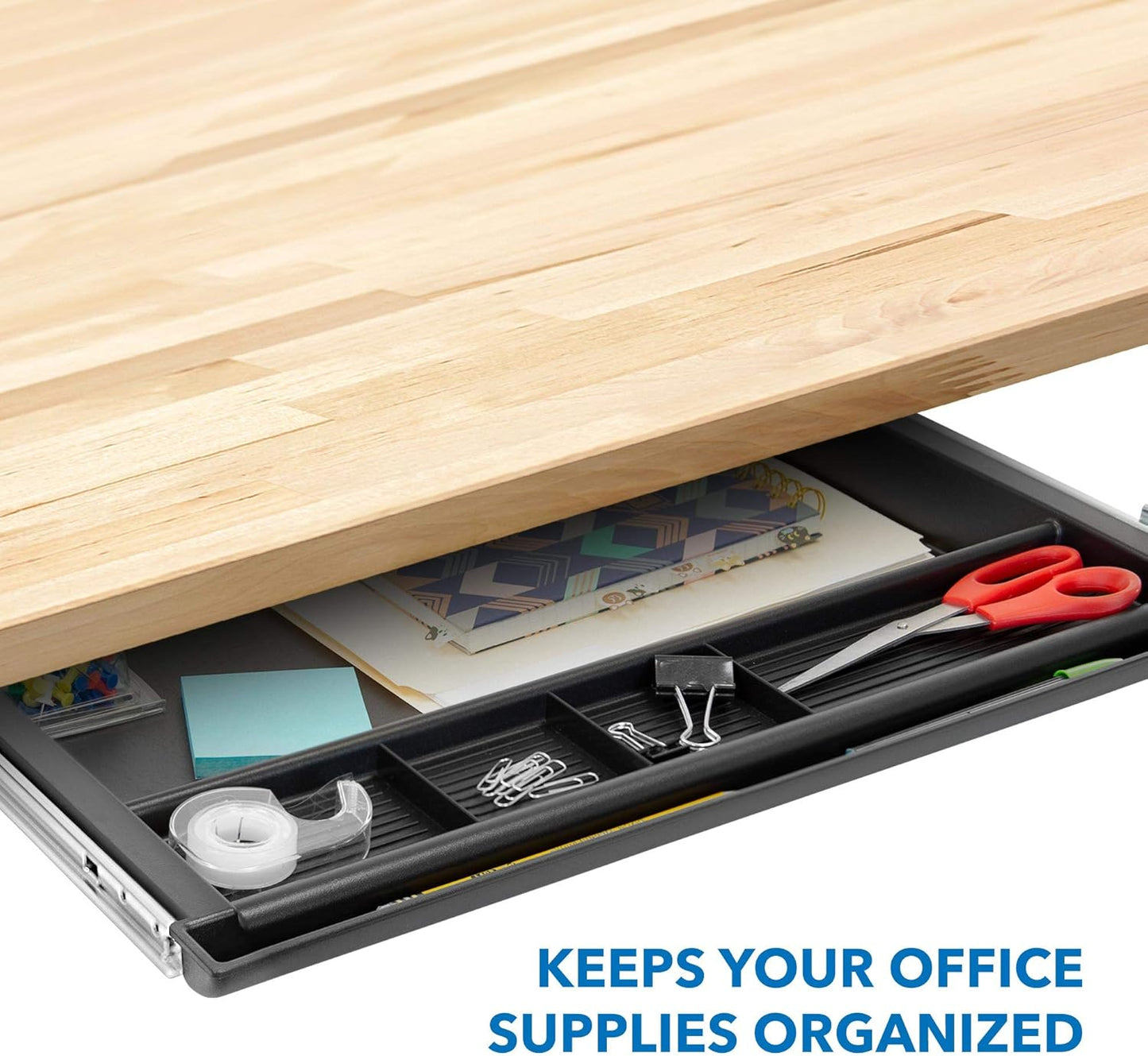 Mount-It! Large Under Desk Pencil Drawer | 21.25” W, Ball Bearing Slide-Out Organizer for Office Supplies, Paper & Pencils | Fits Desks Over 1” Thick, Adjustable Extension 16.25”–28”