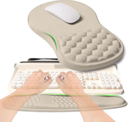 2-in-1 Ergonomic Set, Wave Rise Keyboard Wrist Rest and Massage Bulge Slope Mouse Pad Wrist Support, Cushion Memory Foam Integrated to Relieve Wrist Pain, Black