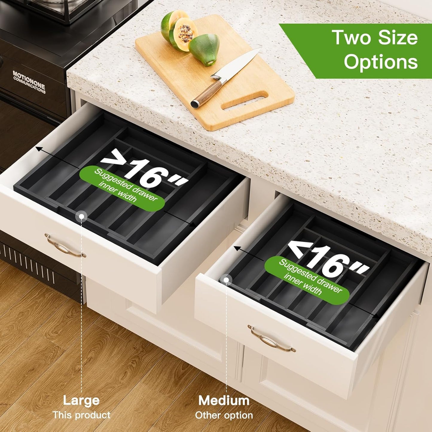 Pipishell Bamboo Expandable Silverware Drawer Organizer, Adjustable Kitchen Utensil Tray for Forks, Spoons and Knives, Wood Storage Cutlery Holder for Bedroom and Living Room