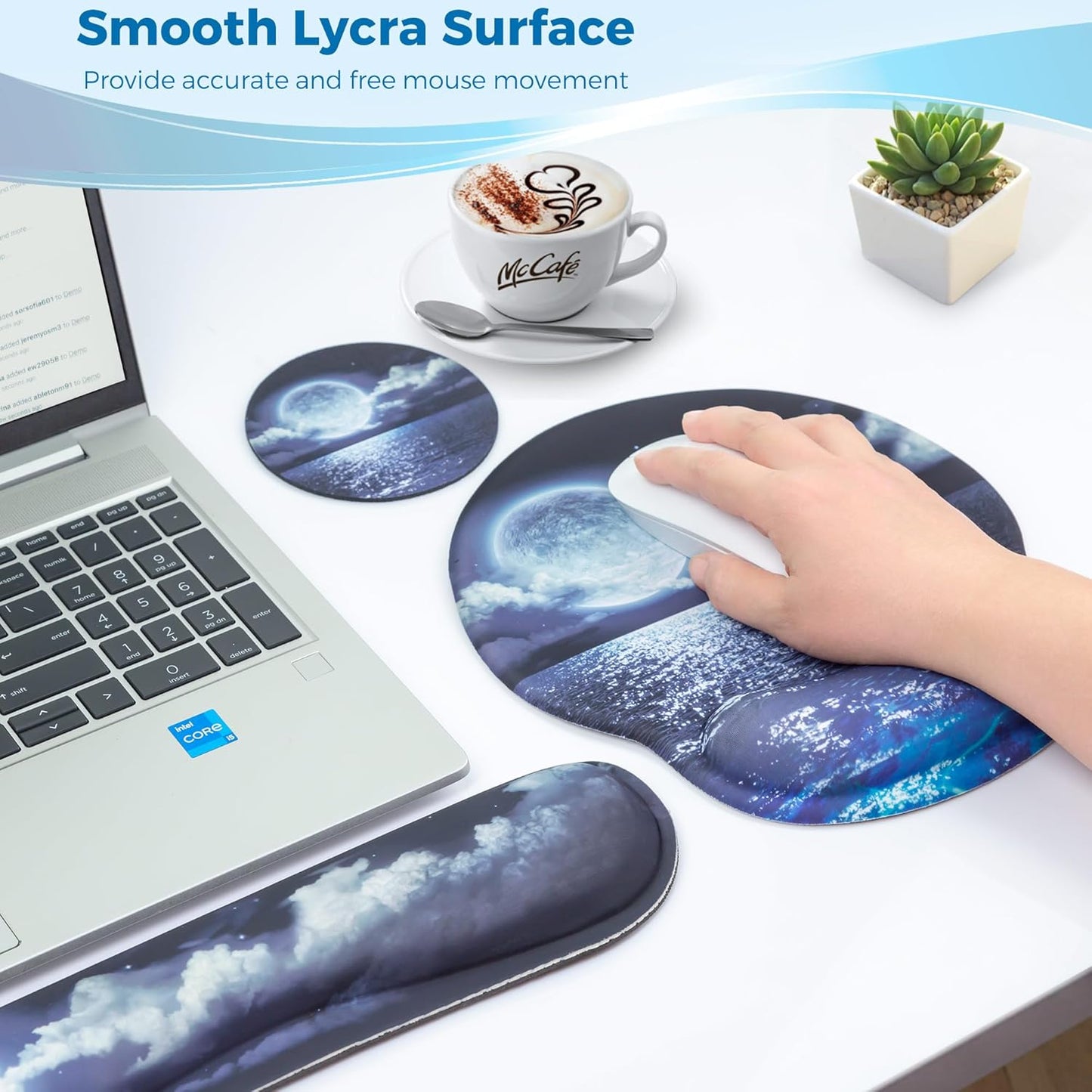 Mouse Pad and Keyboard Wrist Rest Support, with Non-Slip PU Base,Gel Mouse Pad with Coaster,Pain Relief for Gaming, Computer,Office -Beach