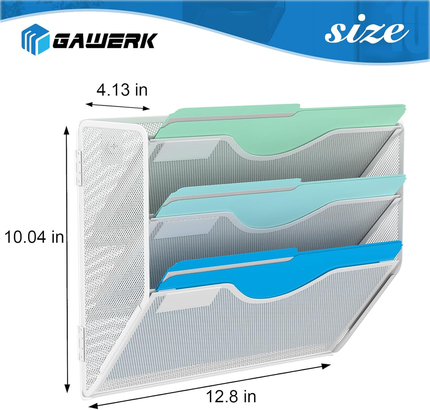 Gawerk 5 Tier Hanging Wall File Organizer, Mesh Mail Paper Orgnization Hanging File Folder Holder for Home Office, Black