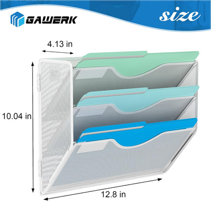 Gawerk 5 Tier Hanging Wall File Organizer, Mesh Mail Paper Orgnization Hanging File Folder Holder for Home Office, Black