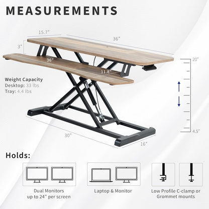 VIVO 26 inch Desk Converter, K Series, Height Adjustable Sit to Stand Riser, Dual Monitor and Laptop Workstation with Keyboard Tray, Black, DESK-V026KB