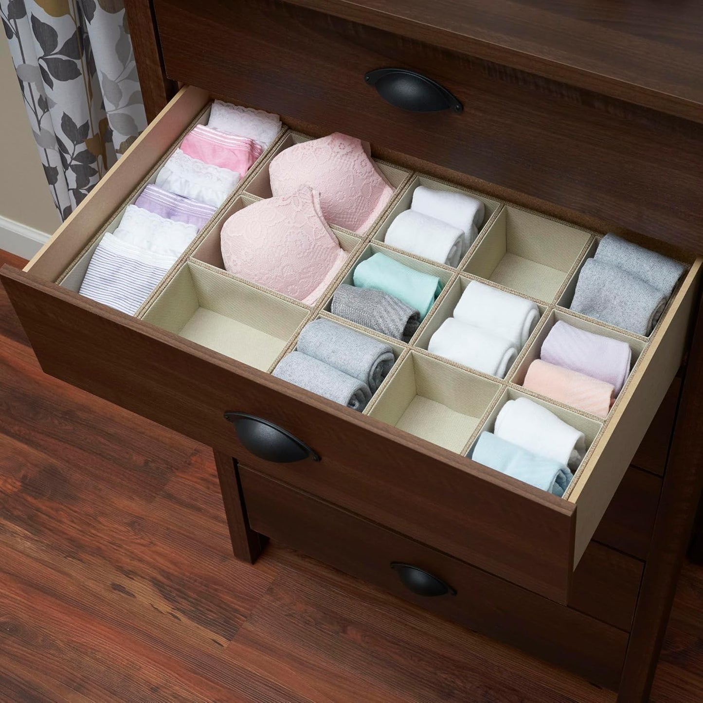Household Essentials Grey 727-1 Deep 3 Section Drawer Organizer Box for Storage | 12 in x 6.13 in x 3.13